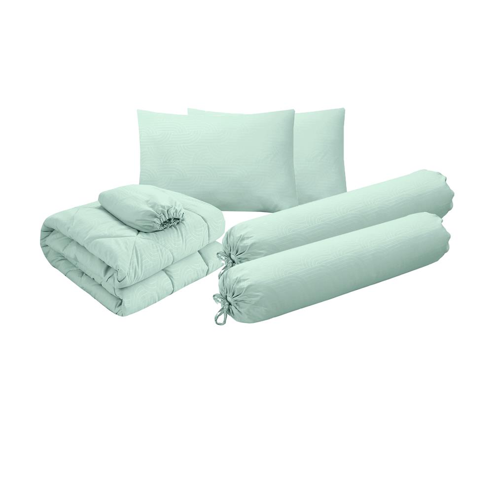ชุดผ้าปูที่นอน 5 ฟุต (ชุด 6 ชิ้น) HOME LIVING STYLE MULTICURVE สี GREEN