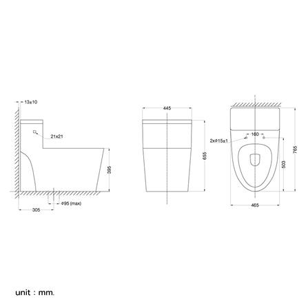 สุขภัณฑ์ 1 ชิ้น HAFELE 495.61.487 6 ลิตร สีขาว_5