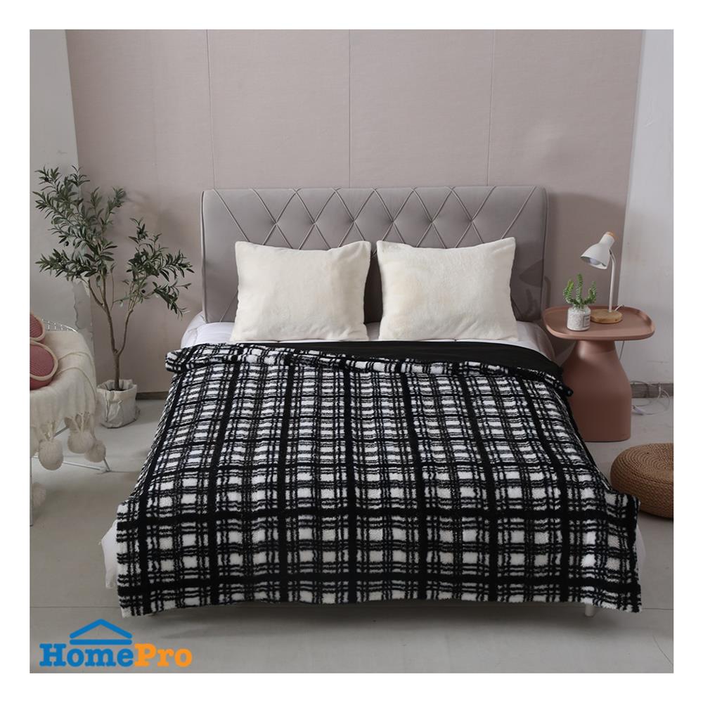 ผ้าห่ม BENETTA GRID 70x90 นิ้ว สี BLACK&WHITE