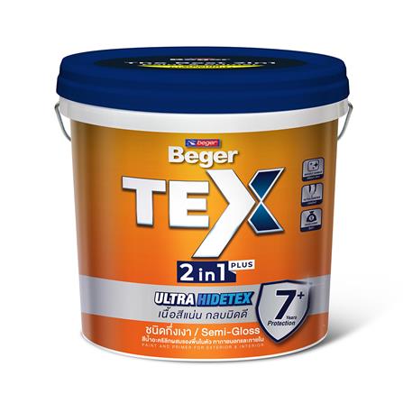 สีน้ำทาภายนอก ชนิดกึ่งเงา BEGER TEX 2IN1 BASE A 9 ลิตร_0