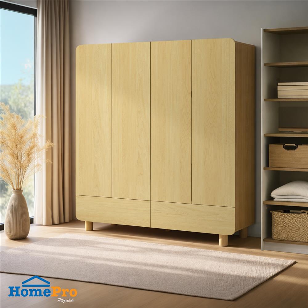 ตู้เสื้อผ้า 4 บานเปิด FURDINI LENNOX 160 ซม. สี NATURAL