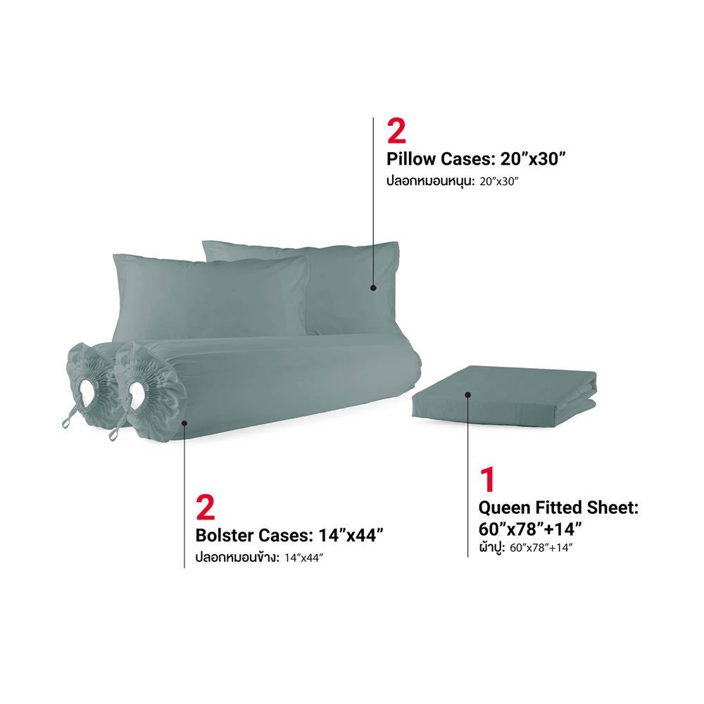 ชุดผ้าปูที่นอน 5 ฟุต (ชุด 5 ชิ้น) FROLINA MICROTEX SHADOW CLOUD SF040