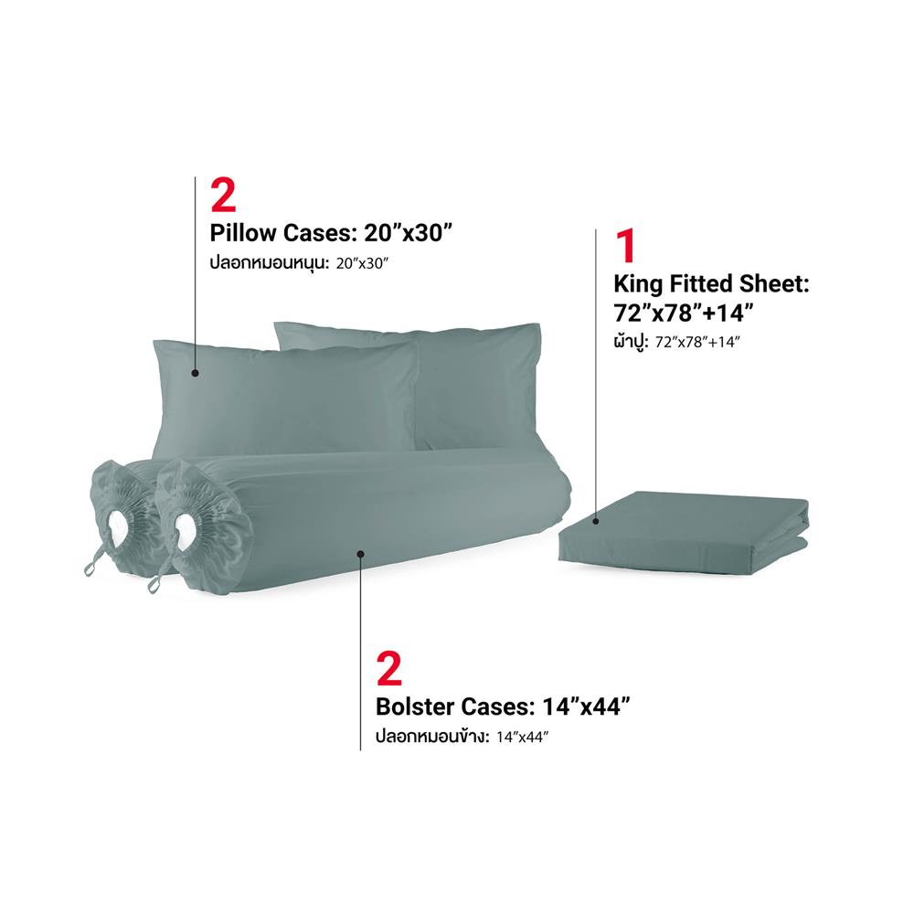 ชุดผ้าปูที่นอน 6 ฟุต (ชุด 5 ชิ้น) FROLINA MICROTEX SHADOW CLOUD SF040