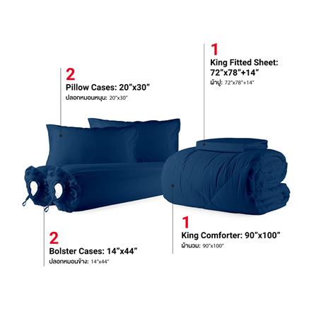 ชุดผ้าปูที่นอน 6 ฟุต (ชุด 6 ชิ้น) FROLINA MICROTEX MIDNIGHT NAVY SF039_2