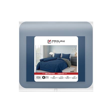 ชุดผ้าปูที่นอน 6 ฟุต (ชุด 6 ชิ้น) FROLINA MICROTEX MIDNIGHT NAVY SF039_4