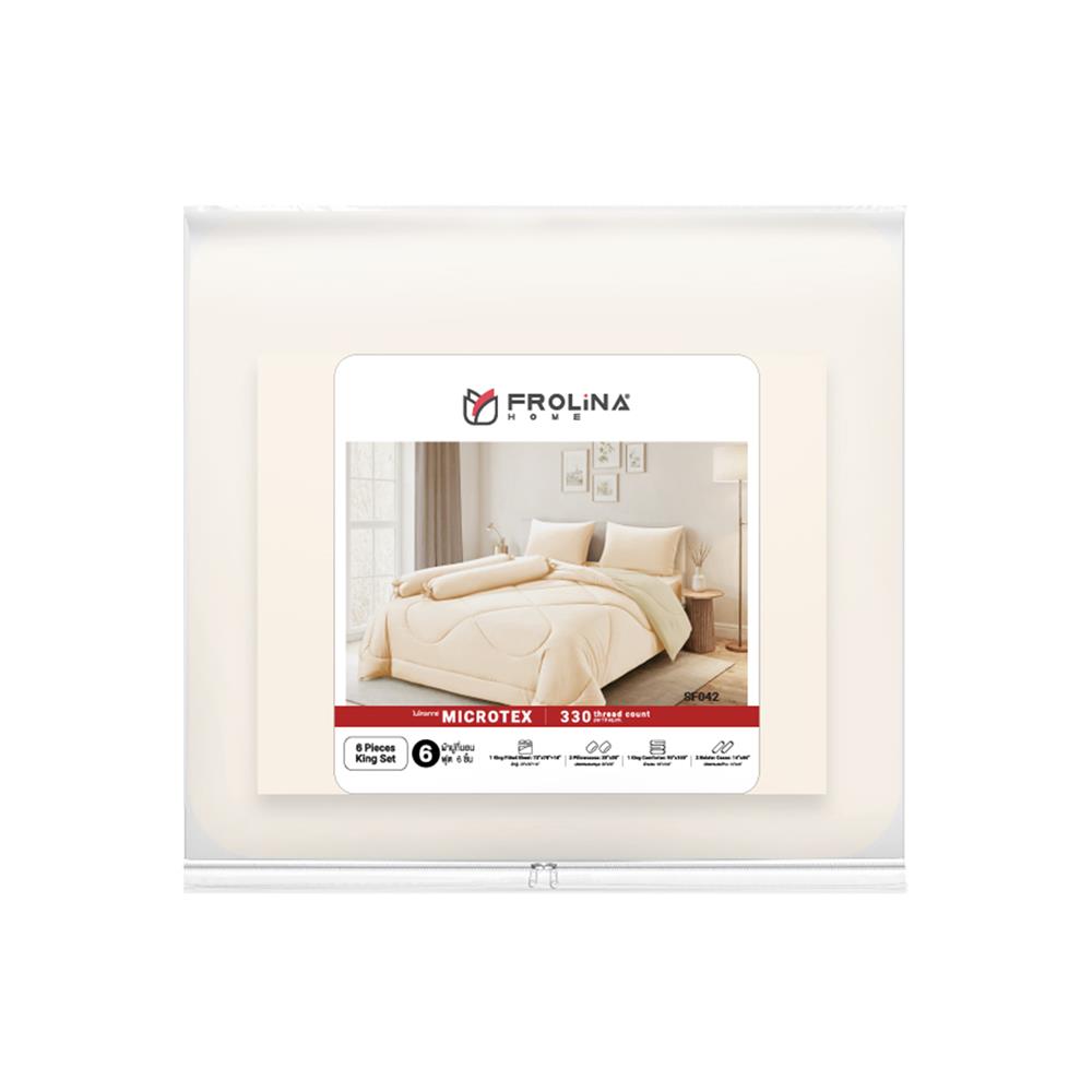 ชุดผ้าปูที่นอน 6 ฟุต (ชุด 6 ชิ้น) FROLINA MICROTEX CREAMY ROSE SF036