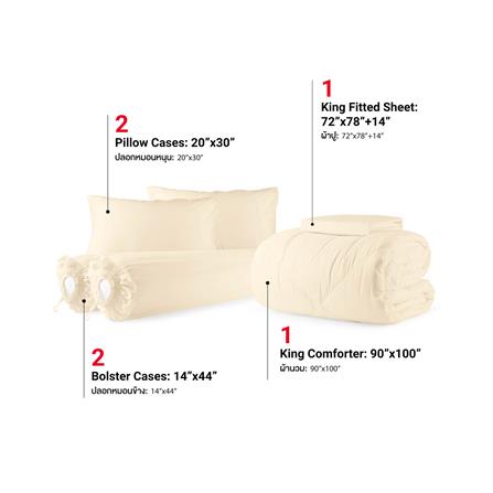 ชุดผ้าปูที่นอน 6 ฟุต (ชุด 6 ชิ้น) FROLINA MICROTEX CREAMY ROSE SF036_2