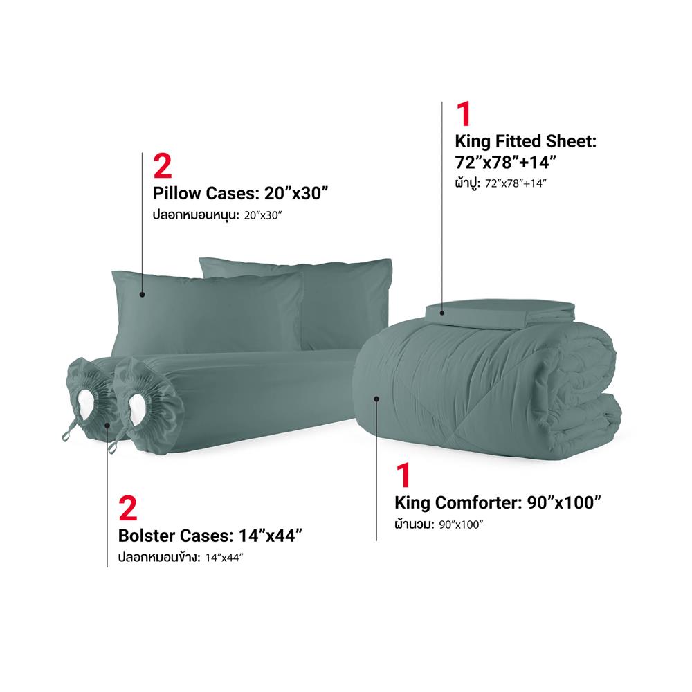ชุดผ้าปูที่นอน 6 ฟุต (ชุด 6 ชิ้น) FROLINA MICROTEX SHADOW CLOUD SF040
