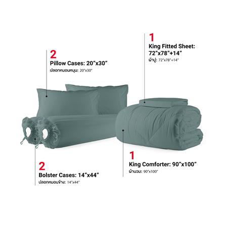 ชุดผ้าปูที่นอน 6 ฟุต (ชุด 6 ชิ้น) FROLINA MICROTEX SHADOW CLOUD SF040_2