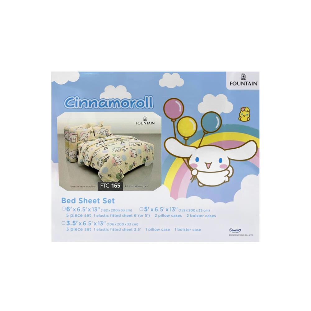 ชุดผ้าปูที่นอน 6 ฟุต (ชุด 5 ชิ้น) FOUNTAIN CINNAMOROLL 70106-FTC165