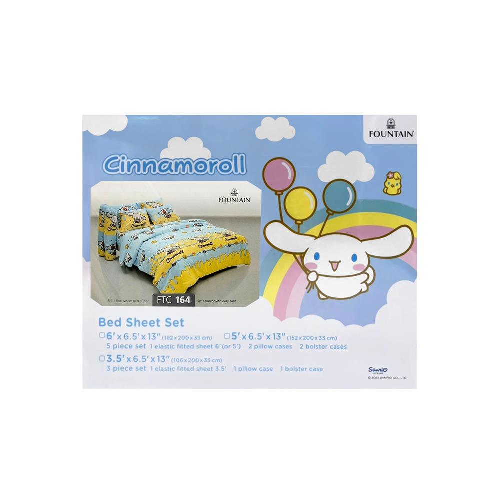 ชุดผ้าปูที่นอน 6 ฟุต (ชุด 5 ชิ้น) FOUNTAIN CINNAMOROLL 70106-FTC164