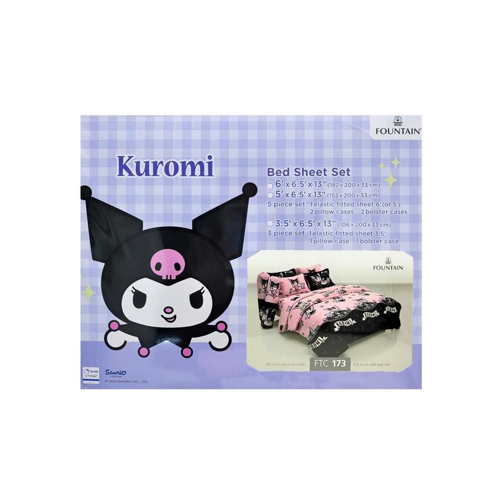 ชุดผ้าปูที่นอน 3.5 ฟุต (ชุด 3 ชิ้น) FOUNTAIN KUROMI 70105-FTC173