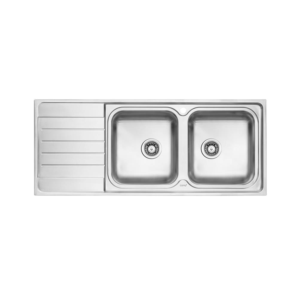 ซิงค์ฝัง 2 หลุม 1 ที่พัก COTTO CT81201TD 120 ซม. สีเงิน
