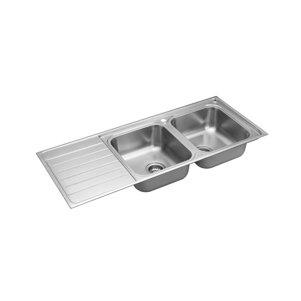 ซิงค์ฝัง 2 หลุม 1 ที่พัก COTTO CT81201TD 120 ซม. สีเงิน