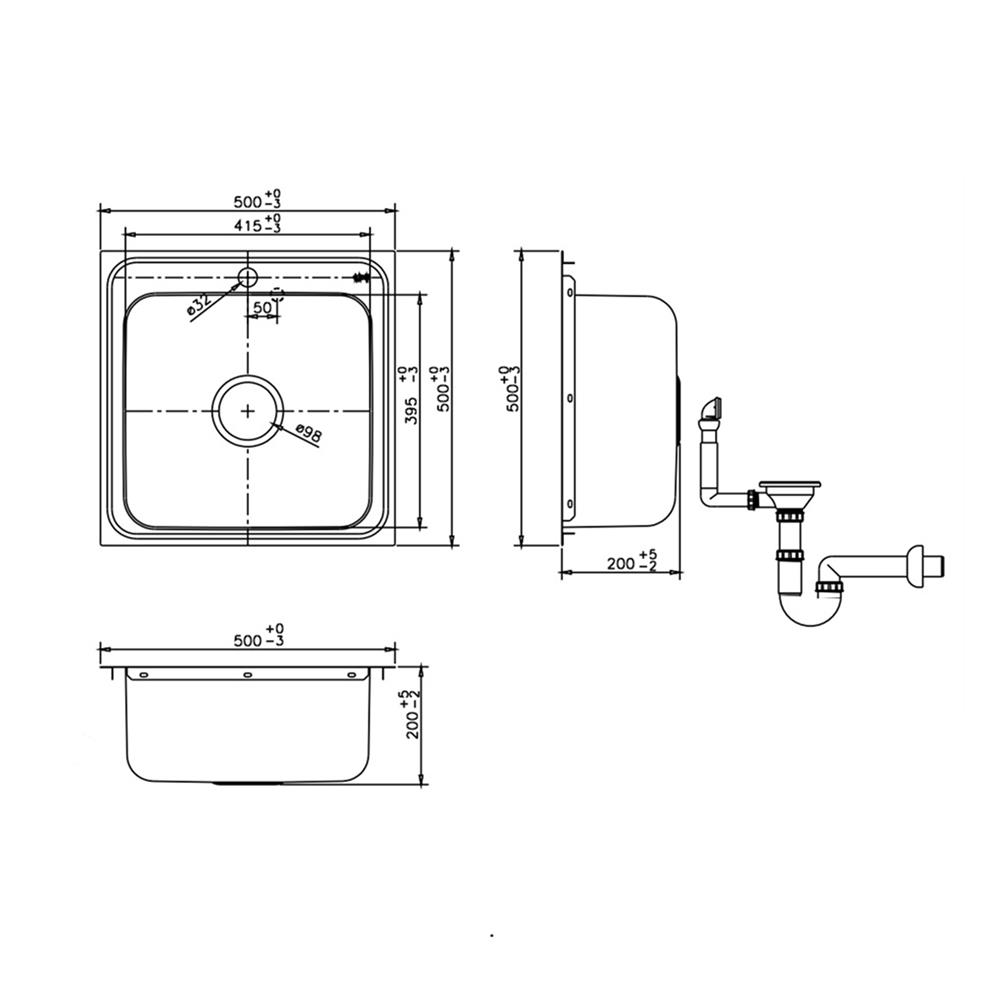 ซิงค์ฝัง 1 หลุม COTTO CT8501S 50 ซม. สีเงิน
