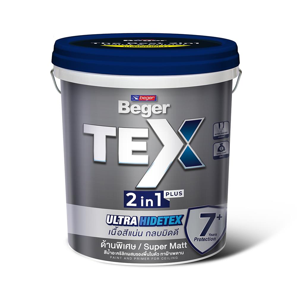 สีน้ำทาฝ้า ชนิดด้าน BEGER TEX 2IN1 999 สีขาว 5 แกลลอน