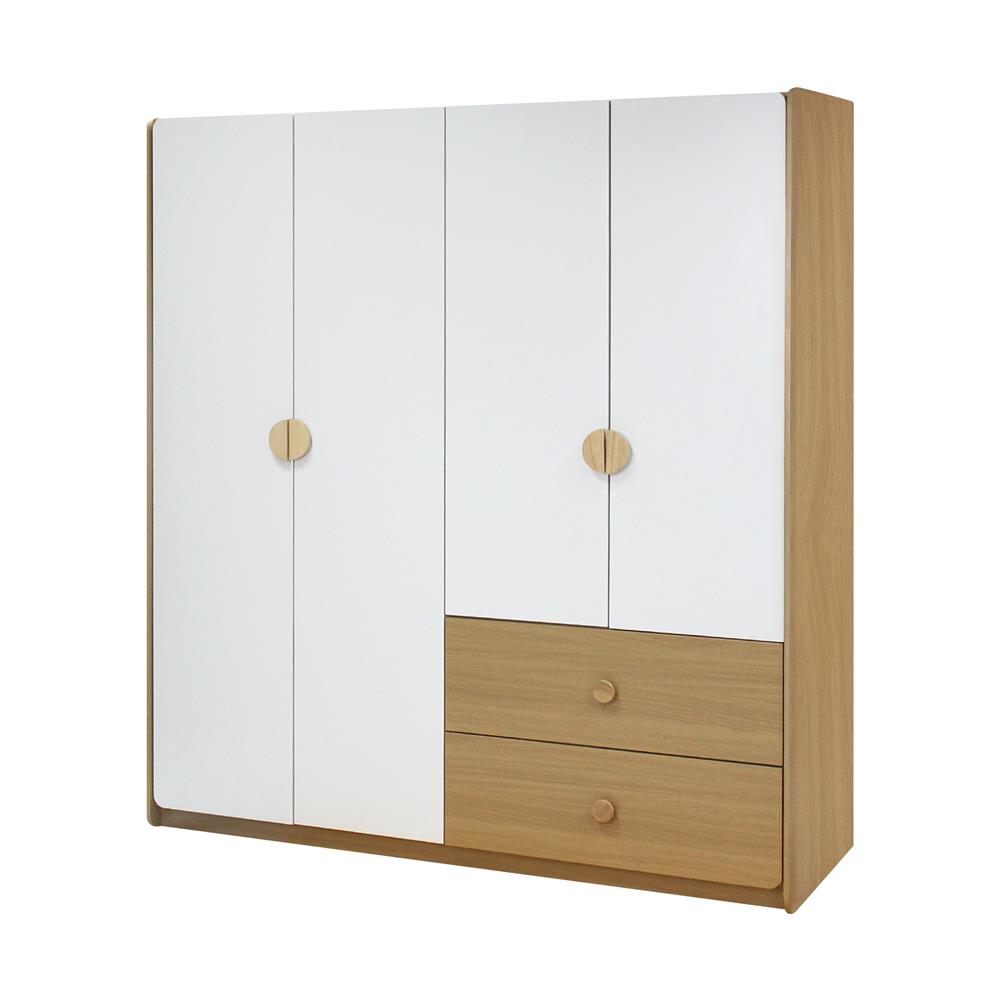 ตู้เสื้อผ้า 4 บานเปิด FURDINI MARU 160 ซม. สี NT OAK/ขาว