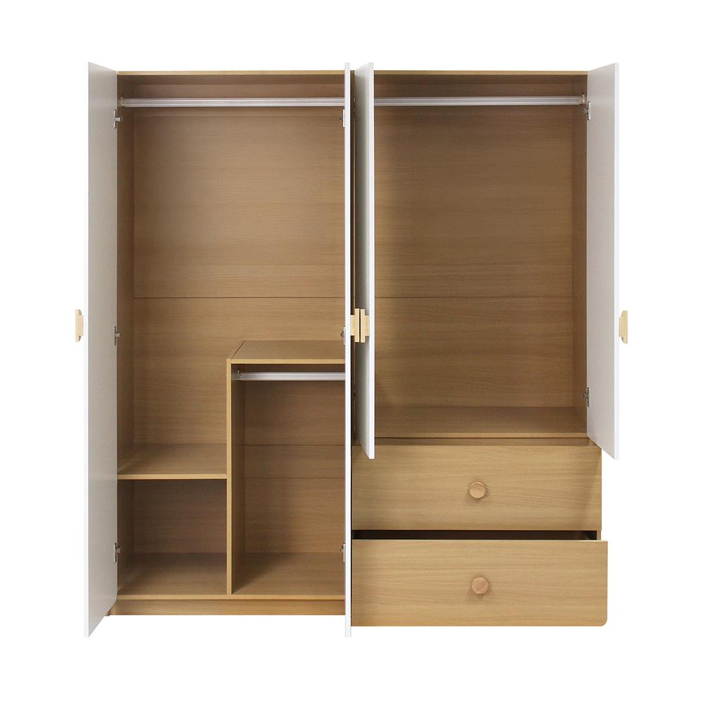 ตู้เสื้อผ้า 4 บานเปิด FURDINI MARU 160 ซม. สี NT OAK/ขาว