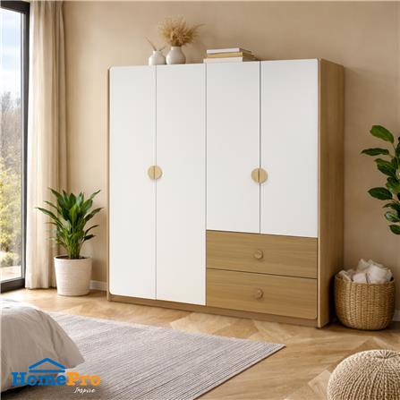 ตู้เสื้อผ้า 4 บานเปิด FURDINI MARU 160 ซม. สี NT OAK/ขาว_9