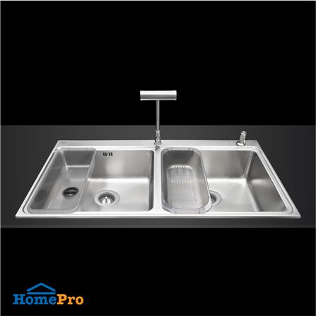 ซิงค์ฝัง 2 หลุม MEX BIX100BM-MF 100 ซม. สีเงิน_3