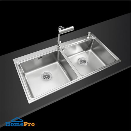 ซิงค์ฝัง 2 หลุม MEX BIX100BM-MF 100 ซม. สีเงิน_4