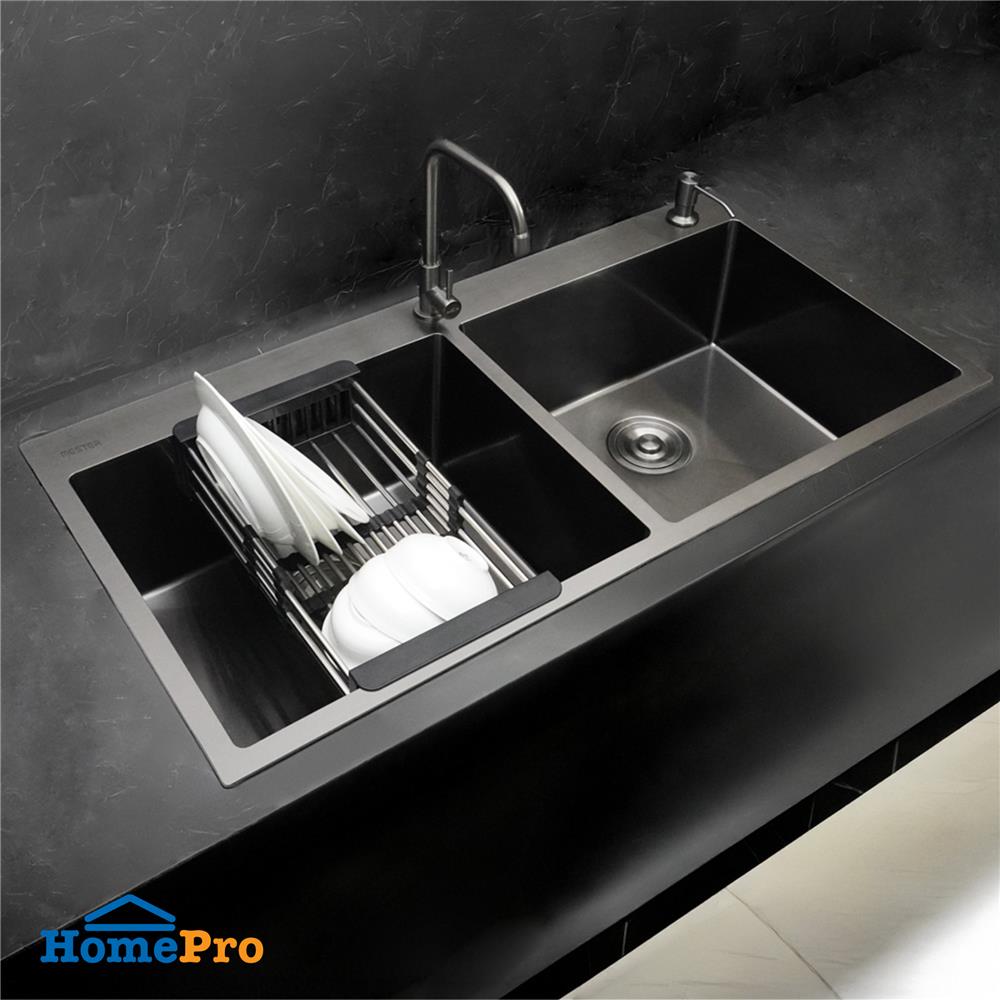 ซิงค์ฝัง 2 หลุม MESTER MSS100GM สีเทาดำ
