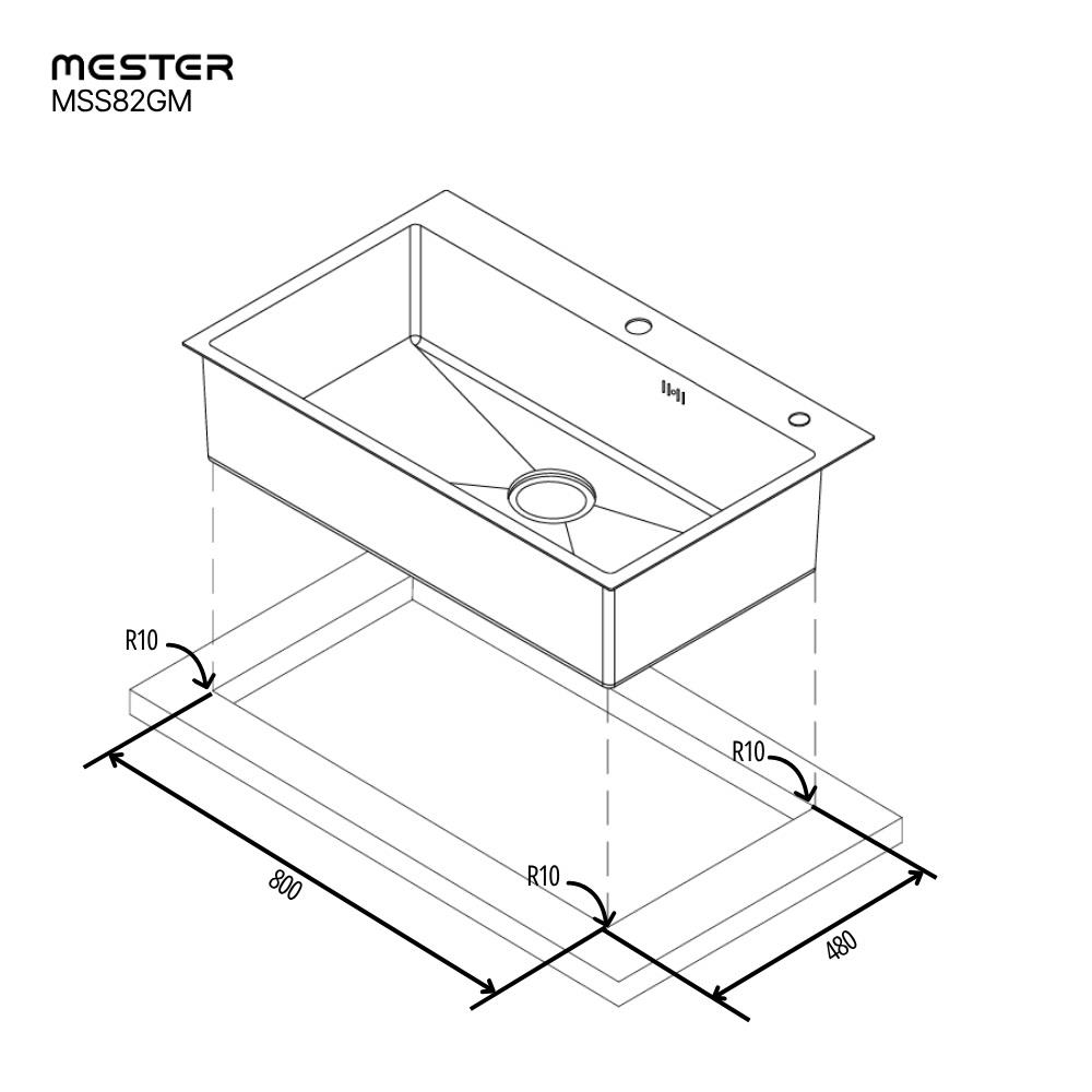ซิงค์ฝัง 1 หลุม MESTER MSS82GM สีเทาดำ