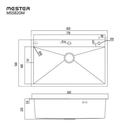ซิงค์ฝัง 1 หลุม MESTER MSS82GM สีเทาดำ_5