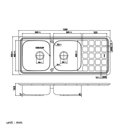 ซิงค์ฝัง 2 หลุม 1 ที่พัก PREMA PM841TD2B 120 ซม. สีเงิน_1