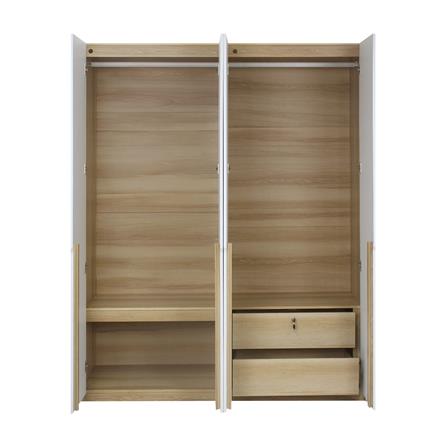 ตู้เสื้อผ้า 4 บานเปิด FURDINI NATURE 160 ซม. สีโอ๊ค/ขาว_3