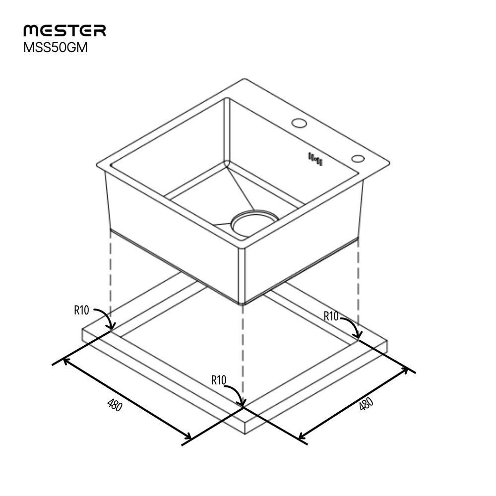 ซิงค์ฝัง 1 หลุม MESTER MSS50GM สีเทาดำ