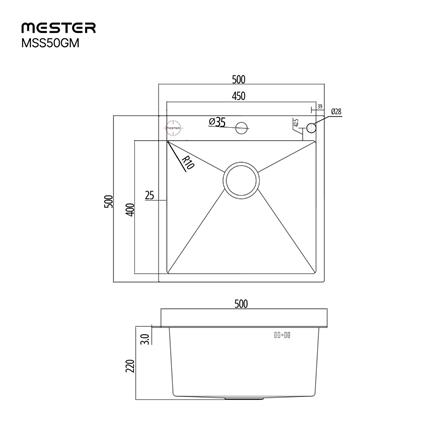 ซิงค์ฝัง 1 หลุม MESTER MSS50GM สีเทาดำ_5