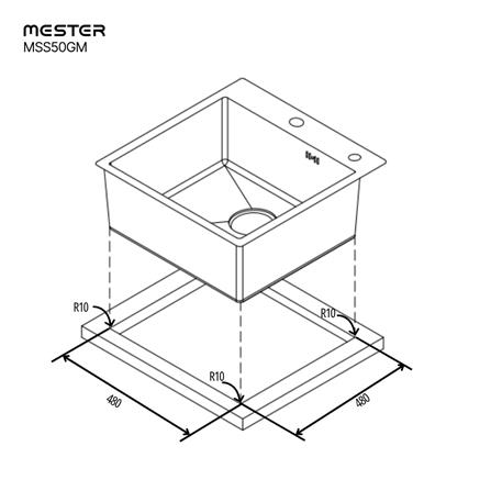 ซิงค์ฝัง 1 หลุม MESTER MSS50GM สีเทาดำ_4