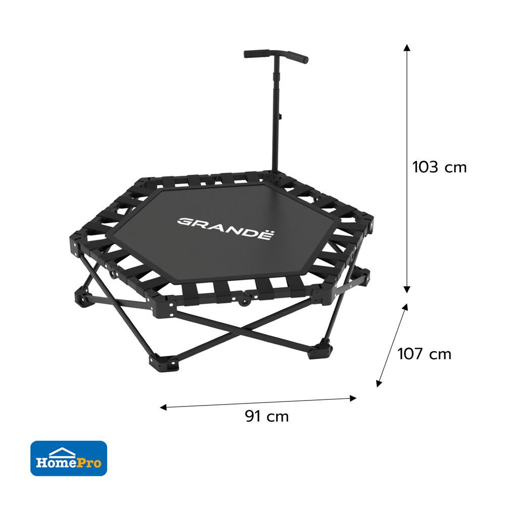แทรมโพลีนหกเหลี่ยมแบบพับ GRANDE สีดำ