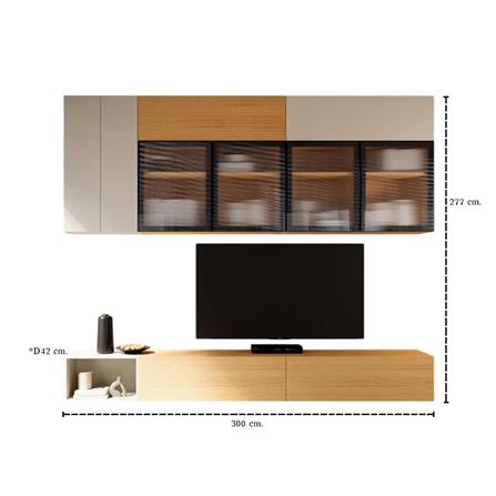 ชุดตู้วางทีวี SB BUILT IN WISEST 19239327 300 ซม. สีเทา/น้ำตาล_3