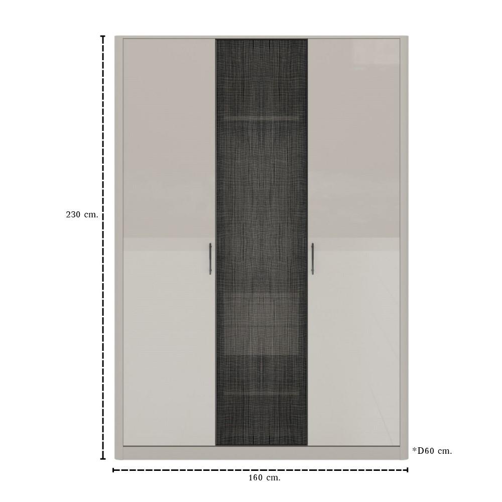 ตู้เสื้อผ้า 3 บานเปิด SB FURNITURE BLESS 19248749 160 ซม. สีเบจ