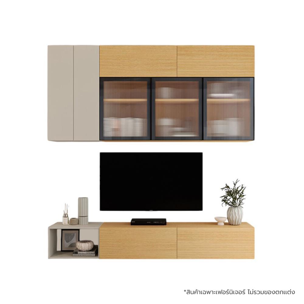 ชุดตู้วางทีวี SB BUILT IN WISEST 19239326 240 ซม. สีเทา/น้ำตาล