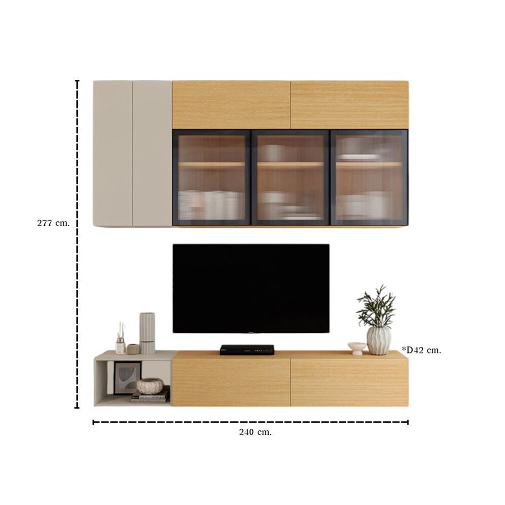 ชุดตู้วางทีวี SB BUILT IN WISEST 19239326 240 ซม. สีเทา/น้ำตาล