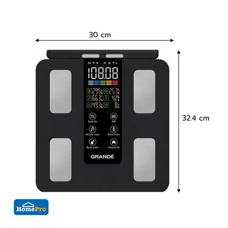 เครื่องชั่งน้ำหนักบลูทูธ GRANDE SM. BODY SCALE CS10G สีดำ_8