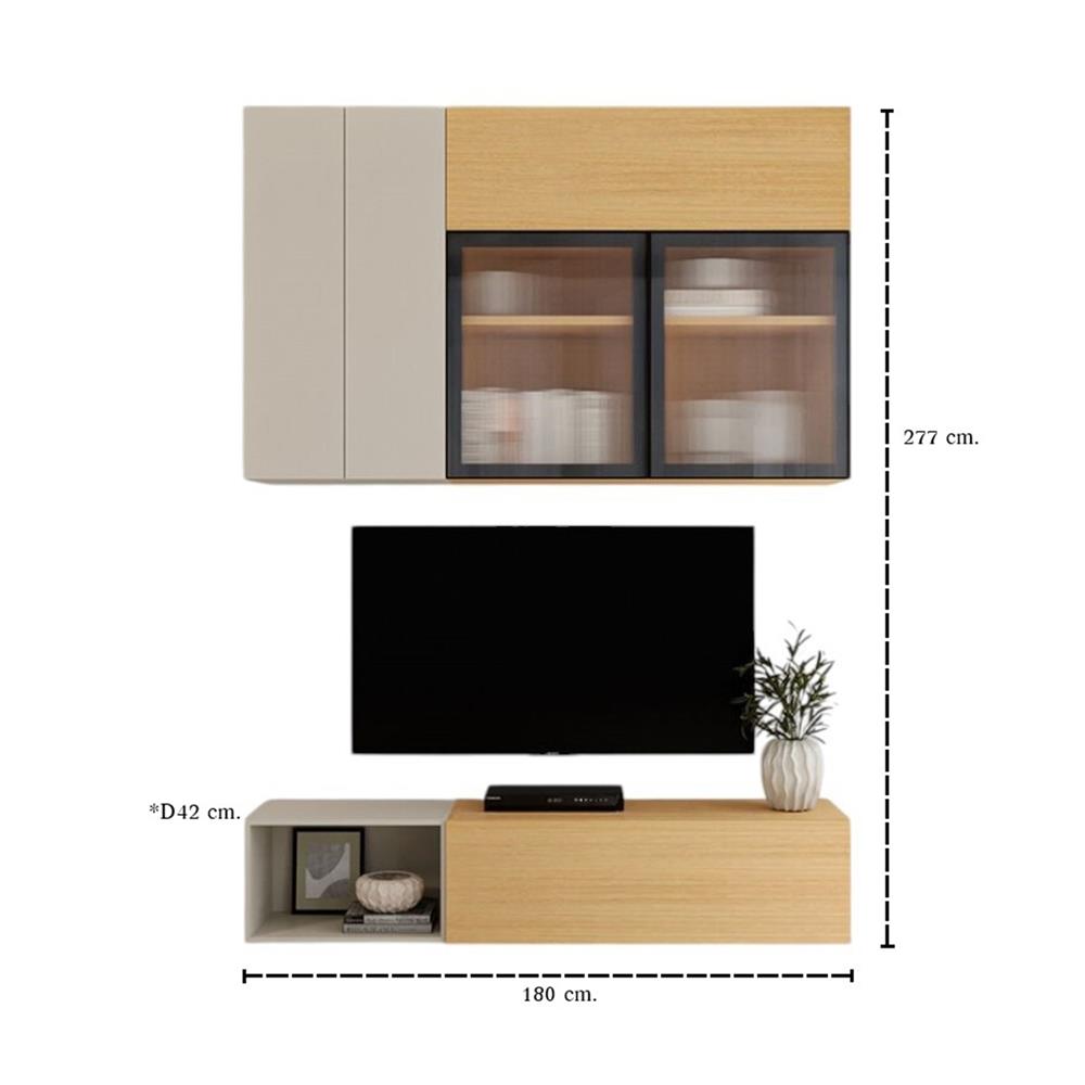 ชุดตู้วางทีวี SB BUILT IN WISEST 19239325 180 ซม. สีเทา/น้ำตาล