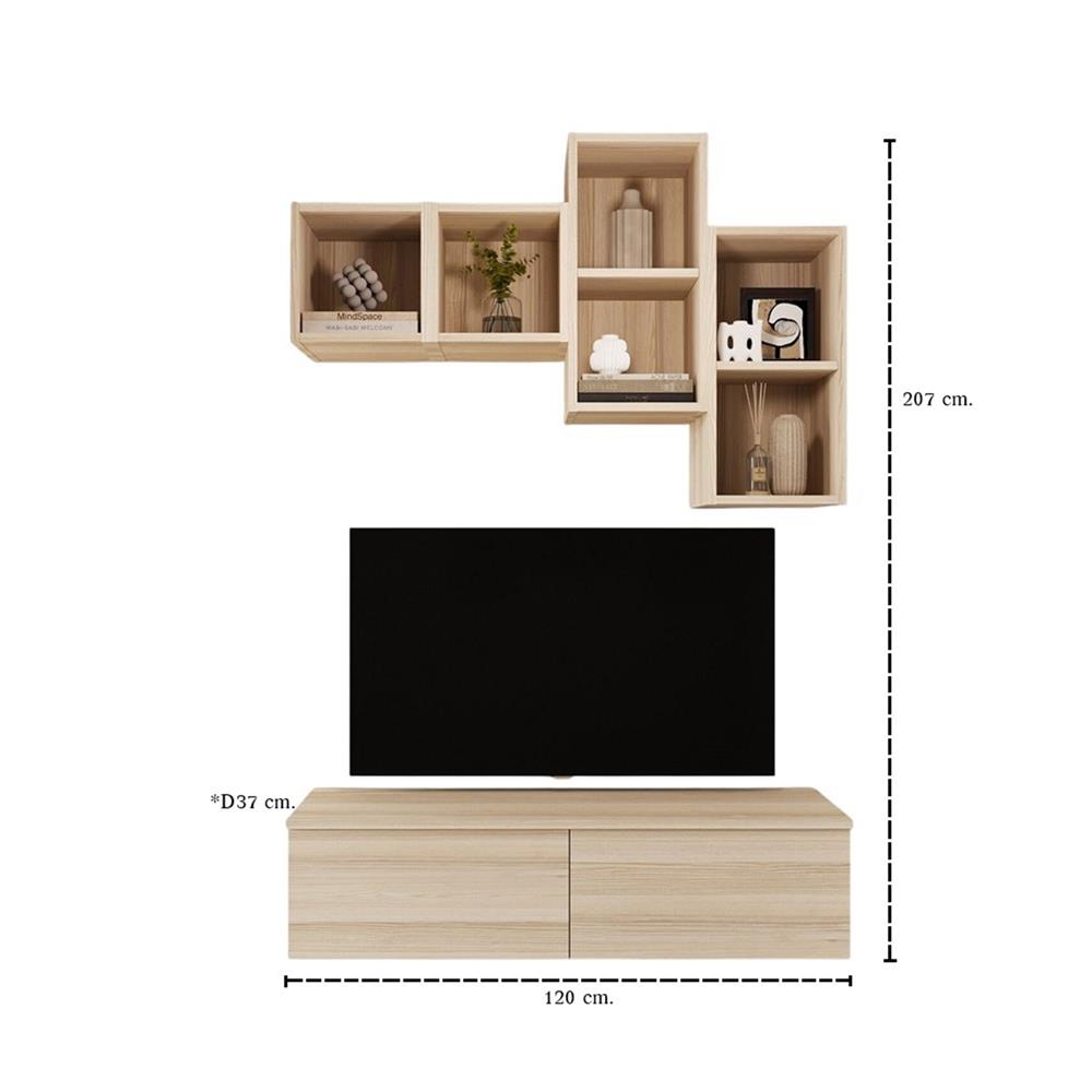 ชุดตู้วางทีวี SB BUILT IN WISEST 19239342 120 ซม. สี CANYON OAK