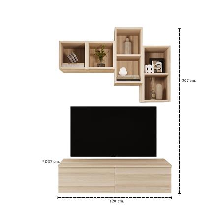ชุดตู้วางทีวี SB BUILT IN WISEST 19239342 120 ซม. สี CANYON OAK_3