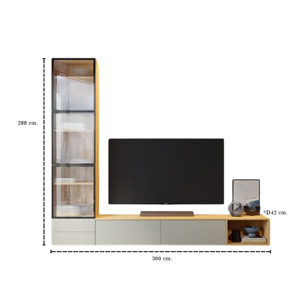 ชุดตู้วางทีวี SB BUILT IN WISEST 19239324 300 ซม. สีเทา/น้ำตาล