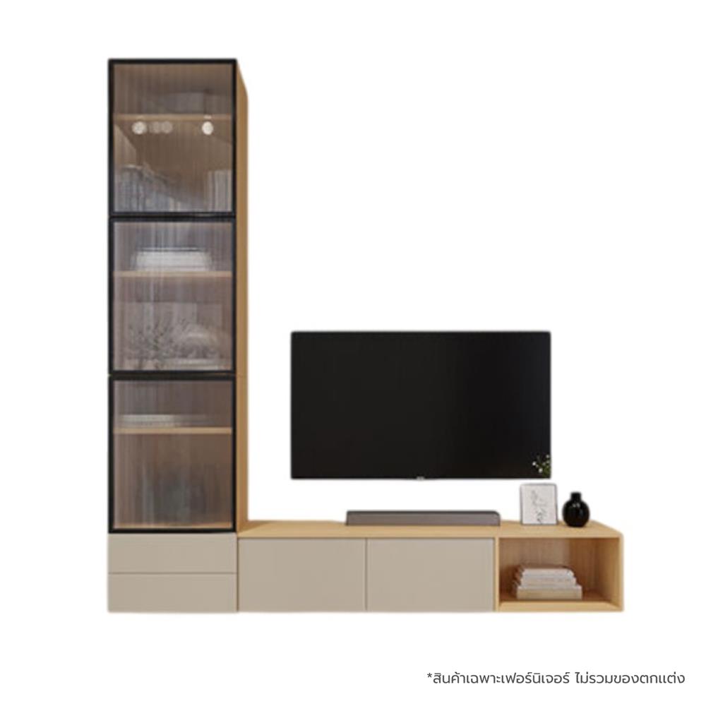 ชุดตู้วางทีวี SB BUILT IN WISEST 19239322 240 ซม. สีเทา/น้ำตาล