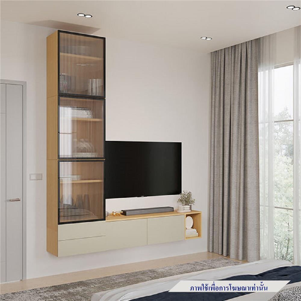 ชุดตู้วางทีวี SB BUILT IN WISEST 19239321 220 ซม. สีเทา/น้ำตาล