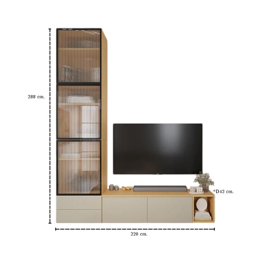 ชุดตู้วางทีวี SB BUILT IN WISEST 19239321 220 ซม. สีเทา/น้ำตาล