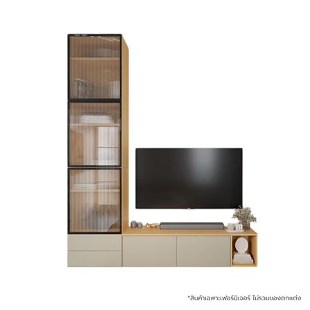 ชุดตู้วางทีวี SB BUILT IN WISEST 19239321 220 ซม. สีเทา/น้ำตาล_0