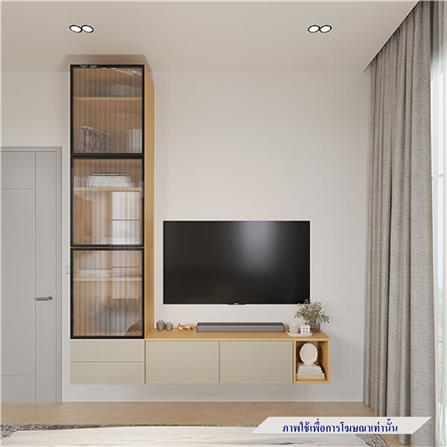 ชุดตู้วางทีวี SB BUILT IN WISEST 19239321 220 ซม. สีเทา/น้ำตาล_1