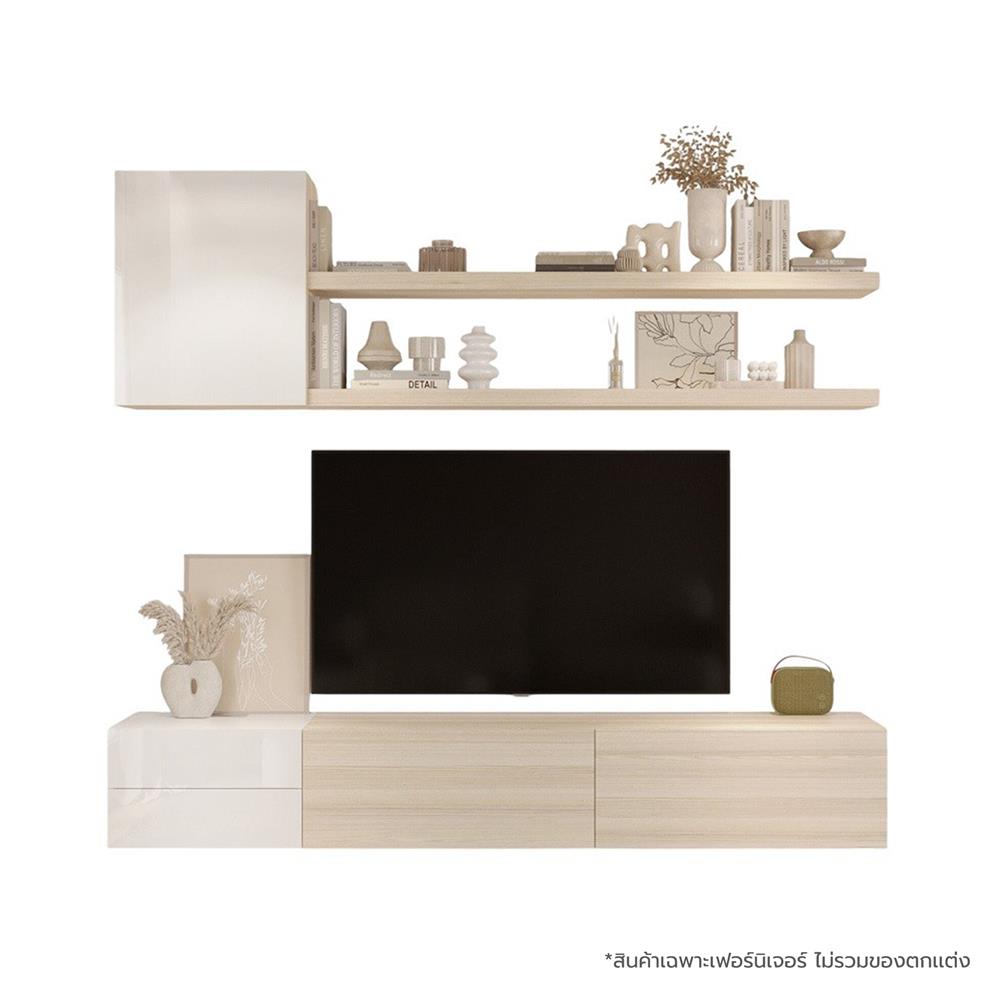 ชุดตู้วางทีวี SB BUILT IN WISEST 19238190 240 ซม. สีแคนยอนโอ๊ค/ขาว