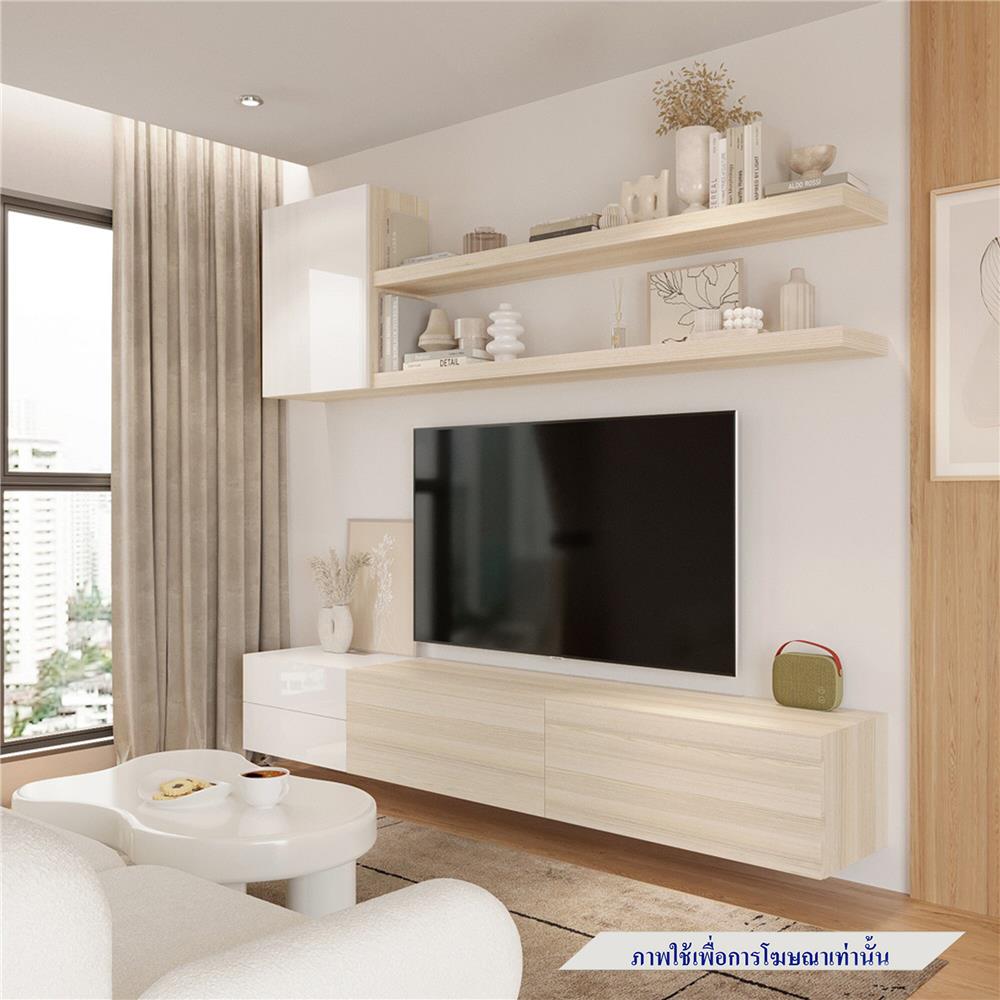 ชุดตู้วางทีวี SB BUILT IN WISEST 19238190 240 ซม. สีแคนยอนโอ๊ค/ขาว